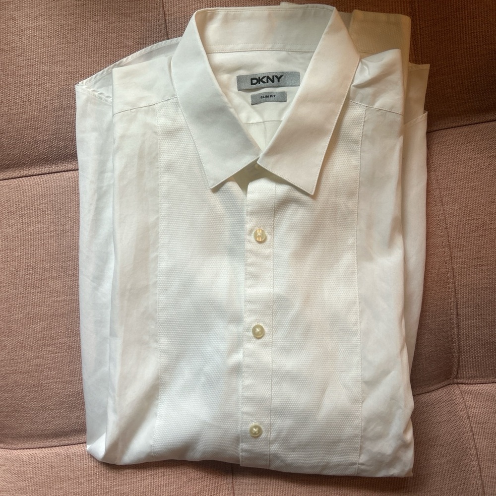DKNY Men's Cream Dress Shirt